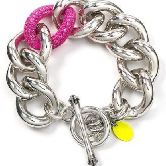 Juicy Couture Jewelry - Juicy Couture Silver Bracelet Pink Link